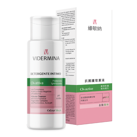Vidermina Clx-active Intimate Cleanser 300ml bottle and box pack shot